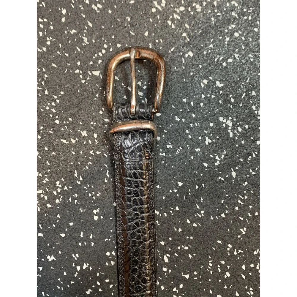 Torino Leather Belt Size 38 Black Embossed Italian‎ Kipskin Made In USA